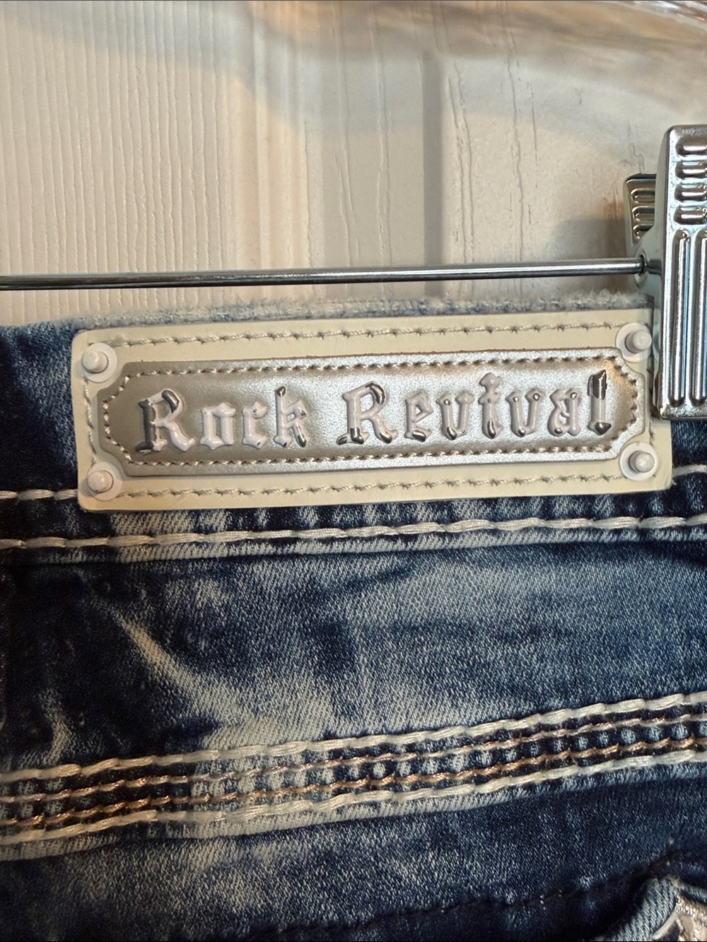 Rock Revival Distressed Blue Wash Womens Denim Shorts - Picture 5 of 13
